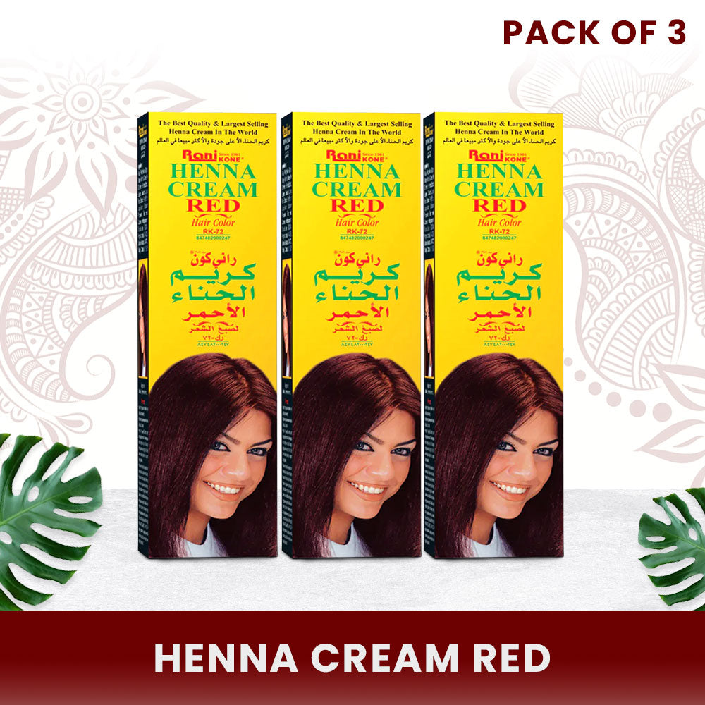 Rani Kone Henna Cream RED Hair Color Tube pack 50gram RK-72 [3pcs]