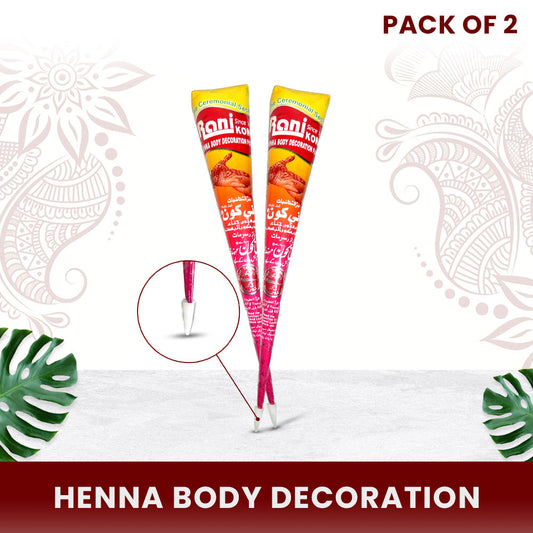 Rani Kone Henna Body Decoration Paste Extra Dark Reddish 30grams Cone Pack [2pcs] RK-77K