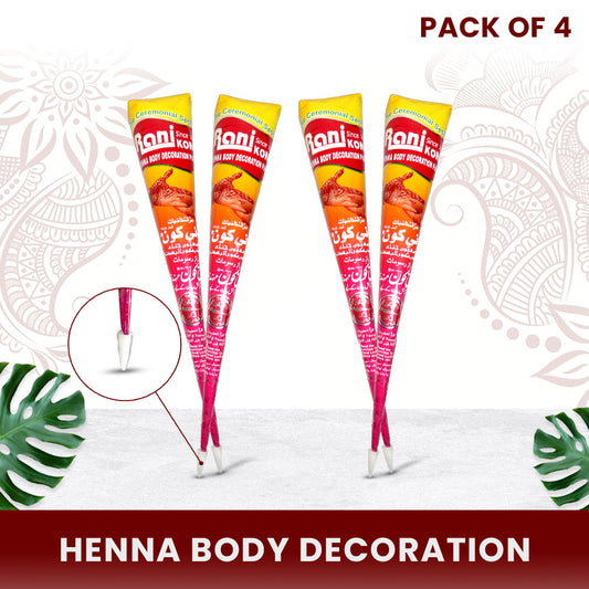 Rani Kone Henna Body Decoration Paste Extra Dark Reddish 30grams Cone Pack [4pcs] RK-77K