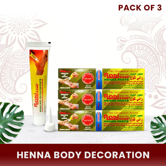 Rani Kone Henna Body Decoration Paste Reddish 30grams Tube Pack [3pcs] RK-99