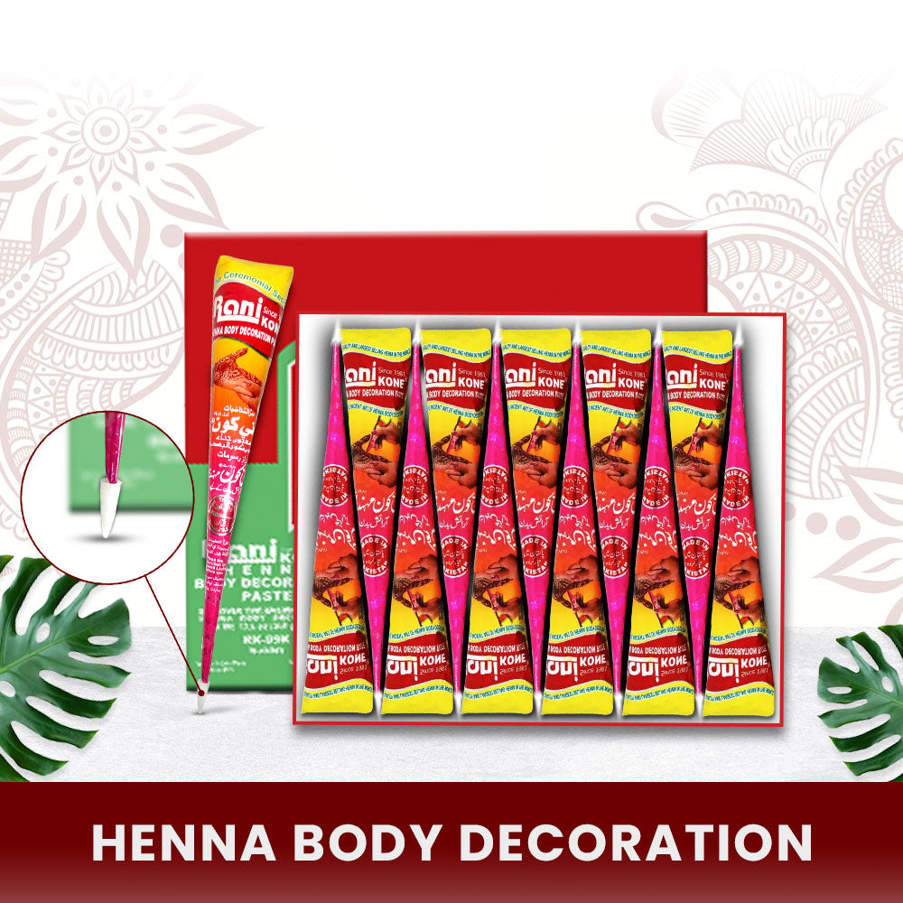 Rani Kone Henna Body Decoration Paste Redish 30gram Cone Pack [12pcs] RK-99K