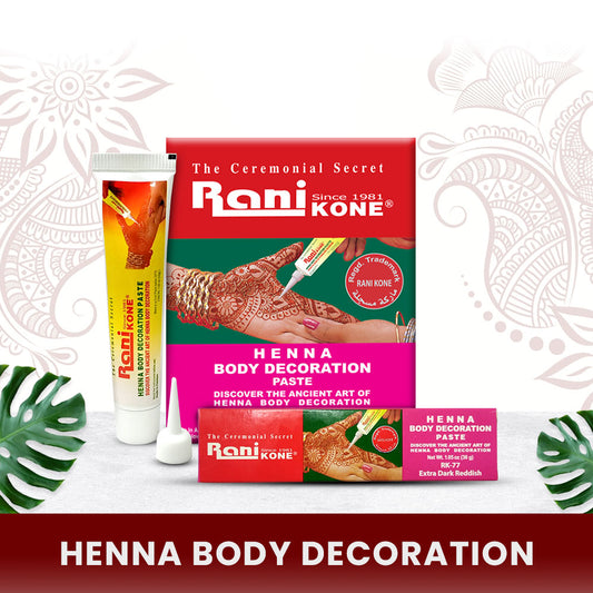 Rani Kone Henna Body Decoration Paste Extra Dark Reddish 30grams Tube Pack [12pcs] RK-77