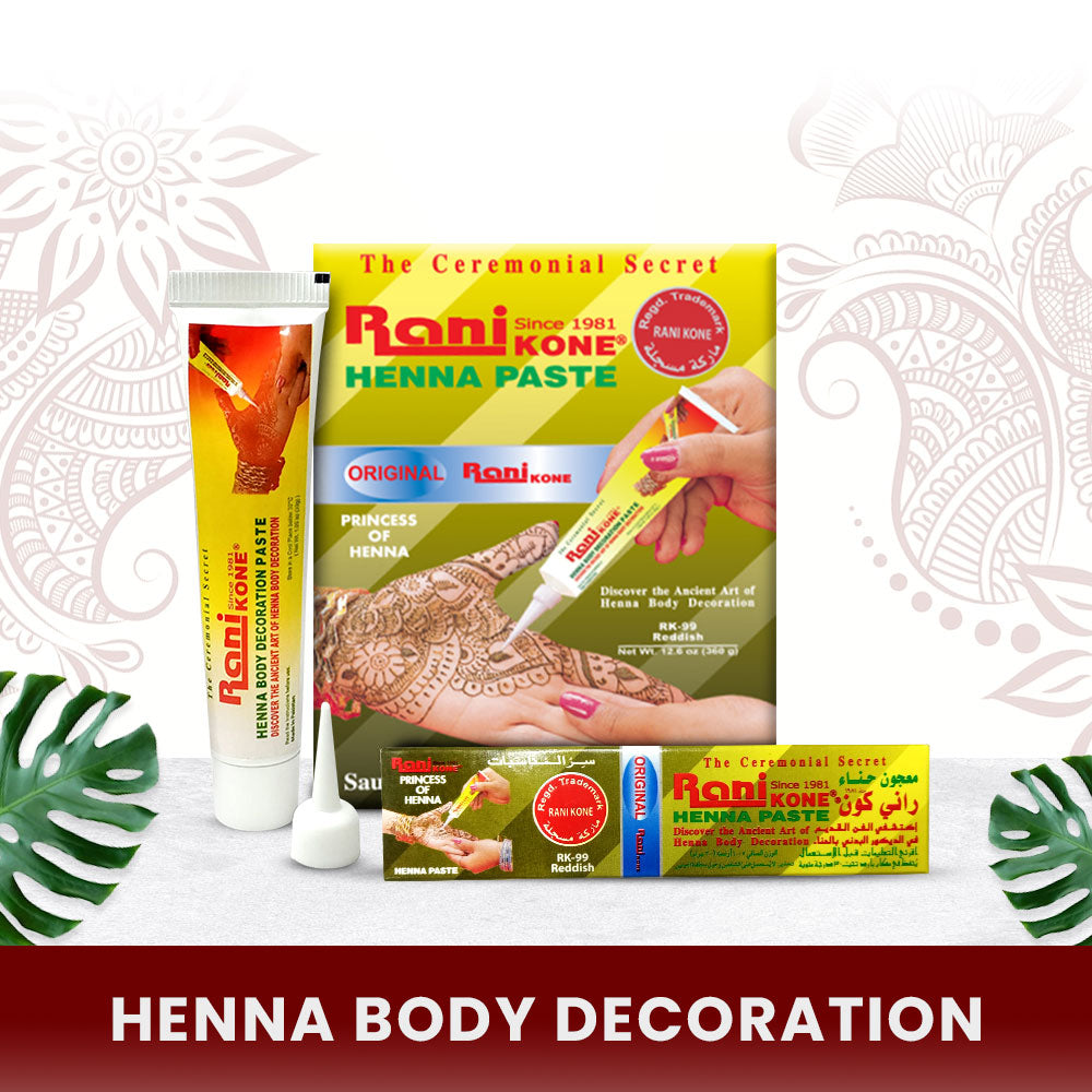 Rani Kone Henna Body Decoration Paste Reddish 30grams Tube Pack [12pcs] RK-99